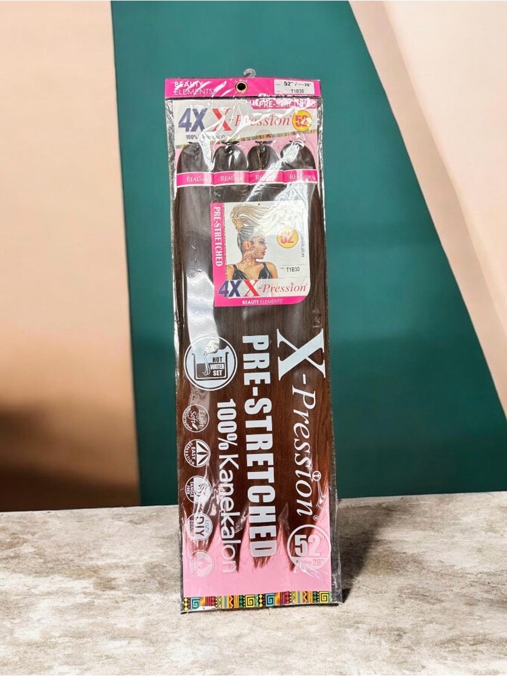 X-Pression Pre-Stretched Kanekalon Braid - Dark Brown (1B)52”